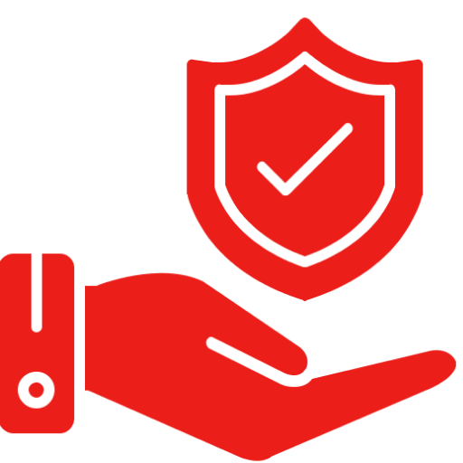 Red hand and shield symbol