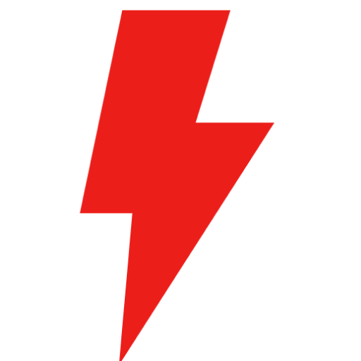 Bold red lightning bolt icon