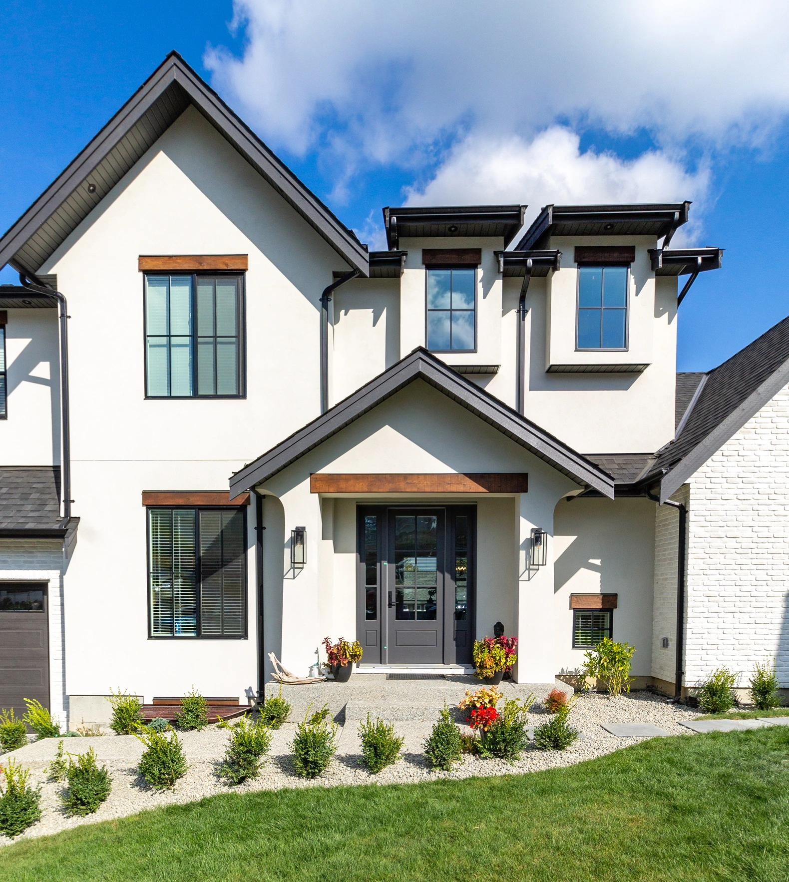 Modern suburban house front view